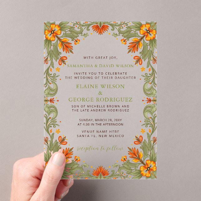 Mexican Fiesta Green Talavera Wedding Acrylic Invitations (Insitu (Handheld))