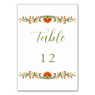 Mexican Fiesta Green Talavera Wedding Table Number