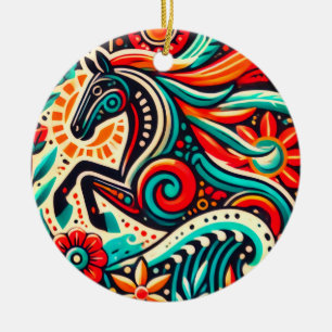 Mexican fiesta horse ceramic tree decoration