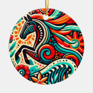 Mexican fiesta horse ceramic tree decoration