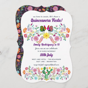 Mexican FIESTA Invitation Folk Flowers ANY EVENT