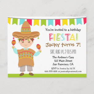 Mexican Fiesta Kids Birthday Party Invitations