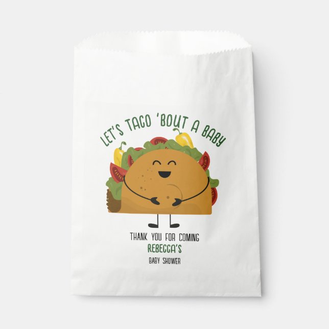 Mexican fiesta let's taco 'bout a baby baby shower favour bags (Front)