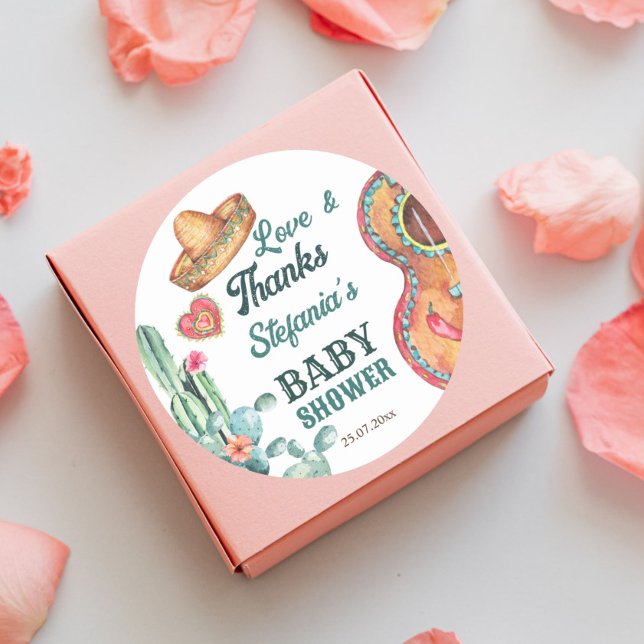 Mexican fiesta little muchacho baby shower classic round sticker (Creator Uploaded)