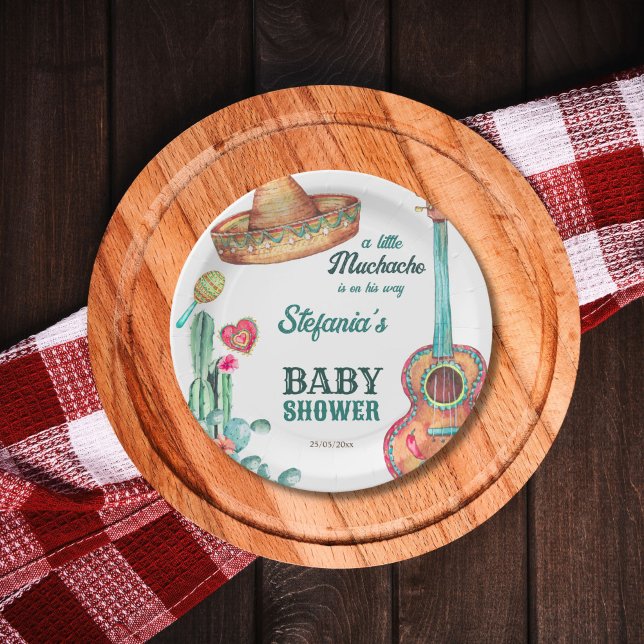 Mexican fiesta little muchacho baby shower templat paper plate (Mexican fiesta little muchacho baby shower template paper plates personalized tableware decor )
