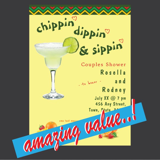 Mexican Fiesta 🎉 Margarita Couples Shower Party Invitation (Creator Uploaded)
