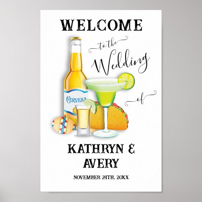 Mexican Fiesta Margarita Welcome Sign (Front)