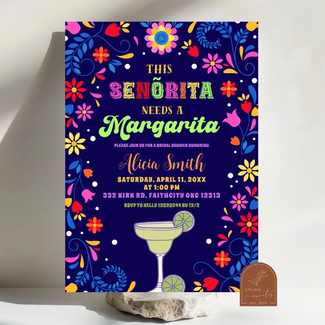 Mexican Fiesta Margaritas Bridal Shower Invitation (Creator Uploaded)