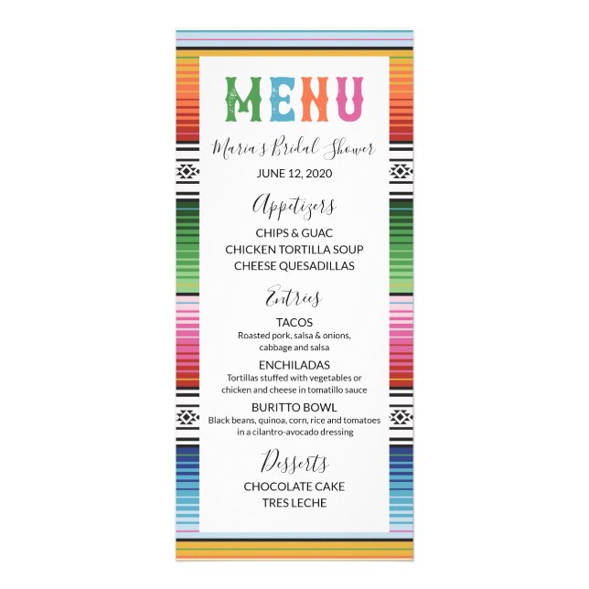 Mexican Fiesta Menu Card (Front)