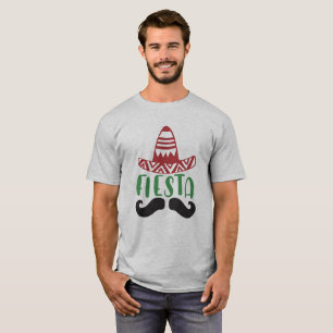 Mexican Fiesta Moustache-Sombrero Design T-Shirt