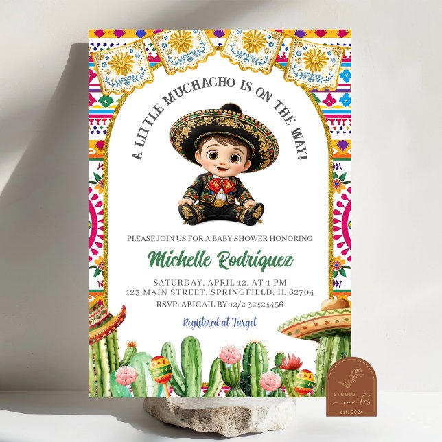 Mexican Fiesta Muchacho Boy Baby Shower Invitation (Creator Uploaded)