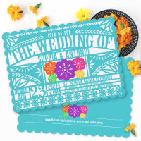 Mexican Fiesta Papel Picado Flag TEAL Wedding
