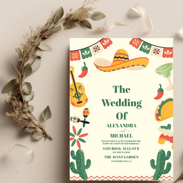 Mexican Fiesta Papel Picado Wedding Invitation (Creator Uploaded)