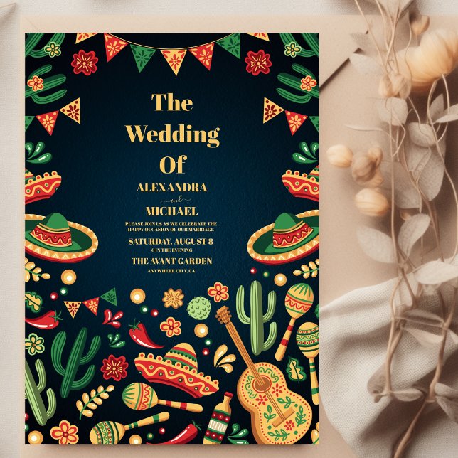 Mexican Fiesta Papel Picado Wedding Invitation (Creator Uploaded)