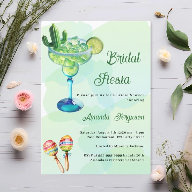 Mexican fiesta party green Bridal Shower Invitation (Creator Uploaded)