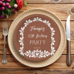 Mexican fiesta party terracotta talavera custom<br><div class="desc">Mexican fiesta birthday party terracotta talavera personalised paper plates template ,  brown and white talavera style birthday party plates,  papel picado birthday party monogrammed paper plates marrone talavera party personalised table decor vintage talavera tableware,  vintage talavera arch birthday party monogrammed paper plates</div>