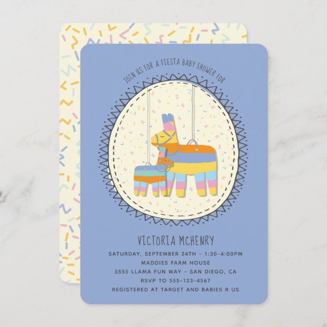 Mexican Fiesta Piñata and Baby Shower Invitation (Front/Back)