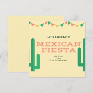 Mexican Fiesta Rehearsal Dinner Cactus Floral Invitation