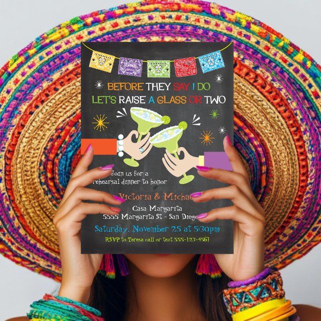 Mexican Fiesta Rehearsal Dinner Chalkboard Invitation (Creator Uploaded)