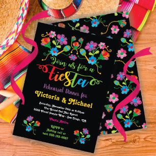 Mexican Fiesta Rehearsal Dinner with embroidery Invitation