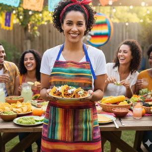 Mexican Fiesta Serape Blanket Watercolor Apron