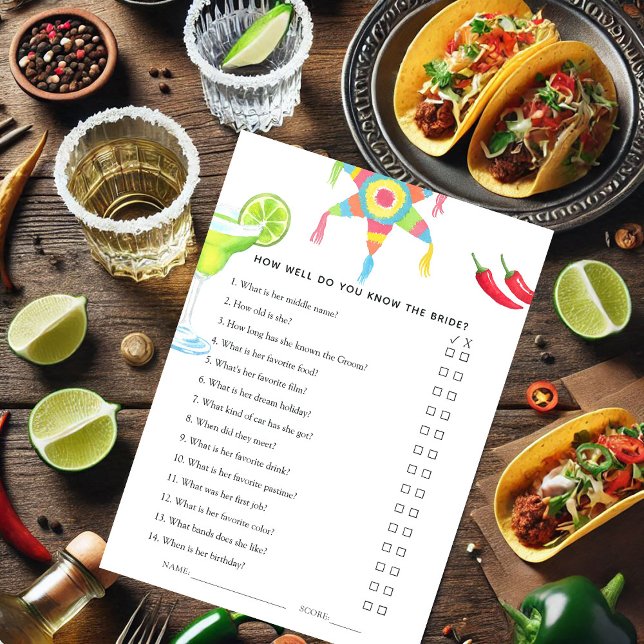 Mexican Fiesta Taco Bridal Shower Game Invitation (Mexican Fiesta Taco Bridal Shower Game Invitation)