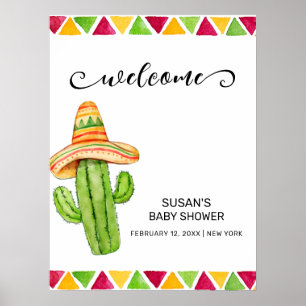 Mexican Fiesta Taco Cactus Baby Shower Welcome  Poster