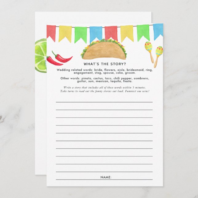 Mexican Fiesta Taco Game Invitation (Front/Back)