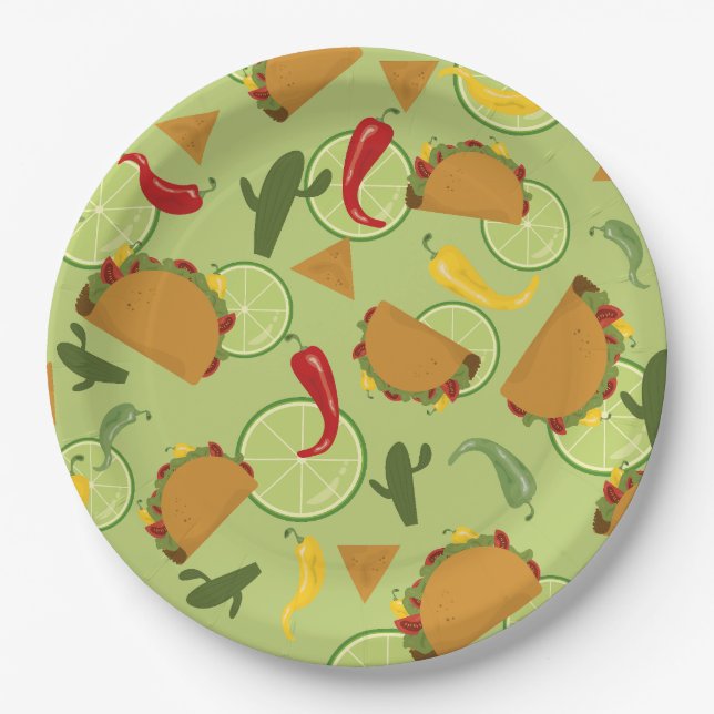 Mexican fiesta taco  paper plate (Front)