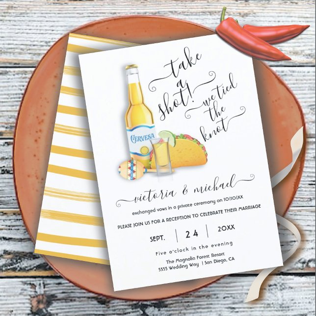 Mexican Fiesta take a shot Wedding Reception Invitation (Creator Uploaded)