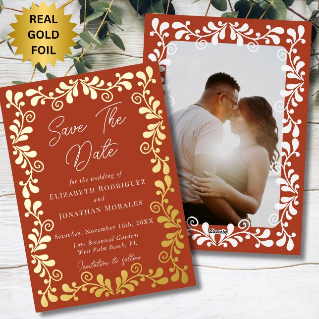 Mexican Fiesta Talavera Photo Save The Date Card (Creator Uploaded)