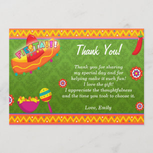 Mexican Fiesta Thank You Card Green