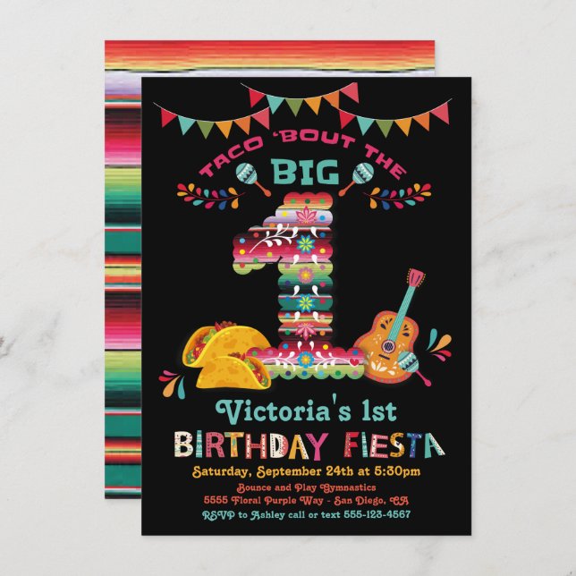 Mexican Fiesta the Big One 1st Birthday Invitation (Front/Back)