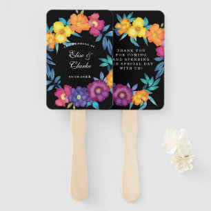 Mexican Fiesta Vivid Watercolor Florals Wedding Hand Fan