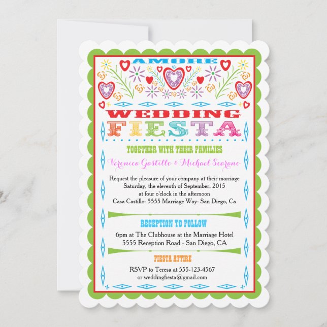 Mexican Fiesta Wedding Announcement Invitation (Front)