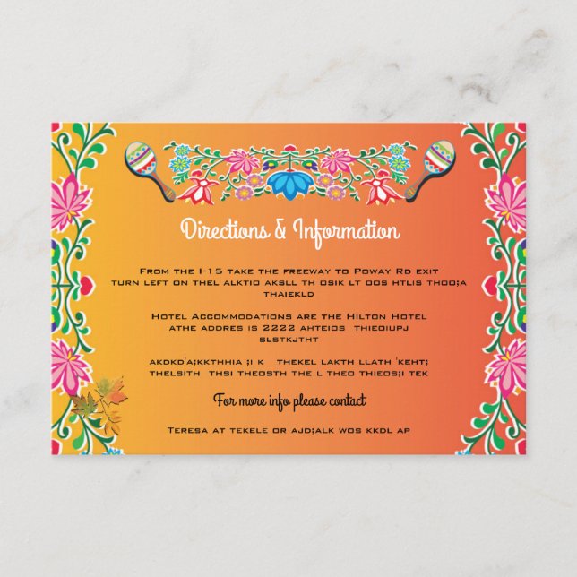 Mexican Fiesta Wedding info cards (Front)