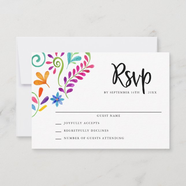 Mexican Fiesta Wedding RSVP Cards (Front)