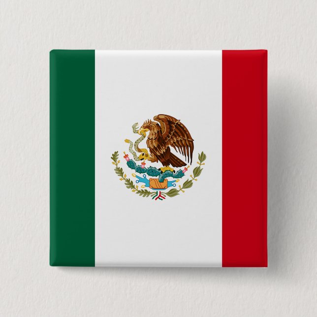Mexican Flag  15 Cm Square Badge (Front)