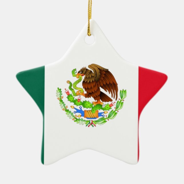 Mexican Flag Ceramic Tree Decoration (Front)