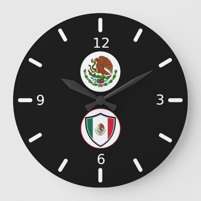 Mexican flag-coat arms large clock (Front)