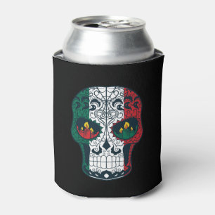 Mexican Flag Colours Day Of The Dead Sugar Skull Can Cooler