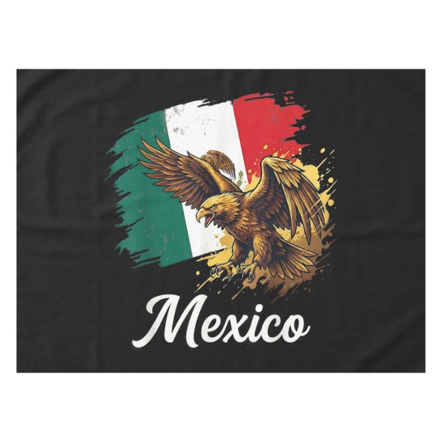 Mexican Flag Eagle Pride Vintage Tablecloth (Front (Horizontal))