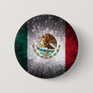 Mexican Flag Firework 6 Cm Round Badge