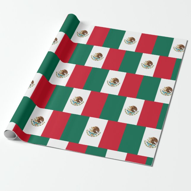 Mexican Flag - Flag of Mexico Wrapping Paper (Unrolled)