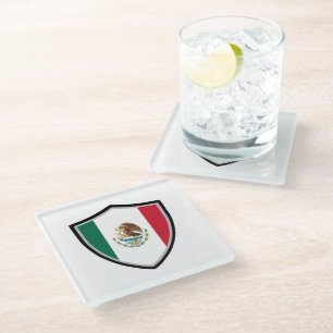 Mexican flag glass coaster