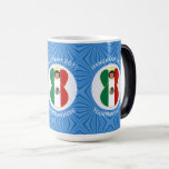 Mexican Flag Hanukkah Angel Personalised  Magic Mug<br><div class="desc">Magic morphing mug features a Mexican Flag Angel, dressed in the flag of Mexico, inside a white, fractal circle of squiggly squares. The circle is on a blue fractal background of squiggly squares. Add a name, holiday, and year to personalise your mug as a gift or to add to your...</div>