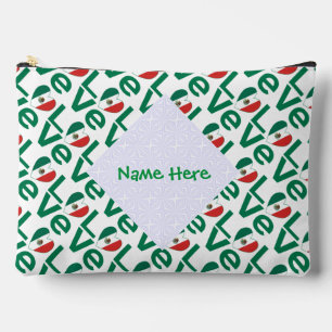 Mexican Flag Heart Green LOVE Tiled Personalised Accessory Pouch