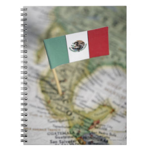 Mexican flag in map spiral notebook