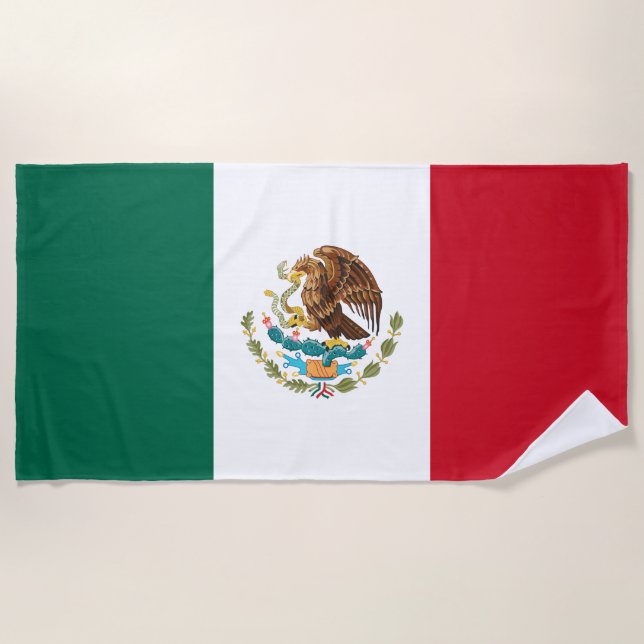 Mexican Flag (Mexico) Beach Towel (Front)