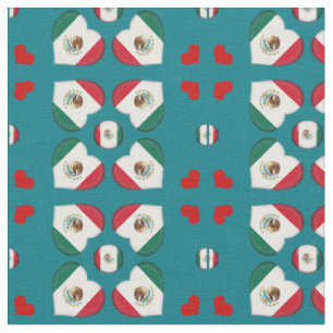Mexican Flag & Mexico Heart fashion Fabric